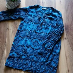 Language Silk Embroidered Top.